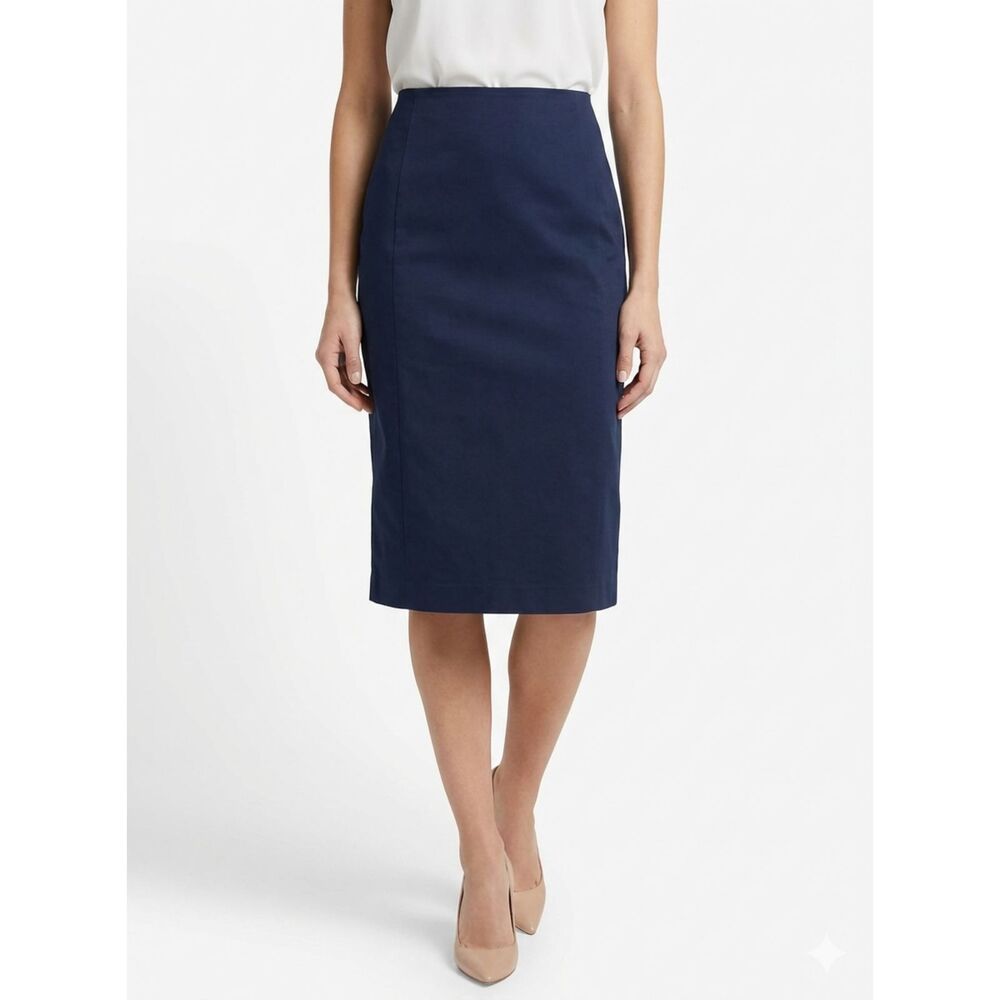 Boden Navy Blue Pencil Skirt 10L Office Siren Quiet Luxury Tall